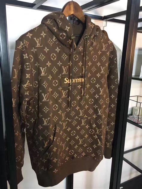 supreme louis vuitton box logo hoodie brown|Louis Vuitton supreme red hoodie.